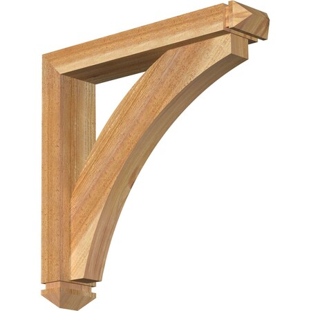 Thorton Arts And Crafts Rough Sawn Bracket W/ Offset Brace, Western Red Cedar, 4W X 20D X 20H